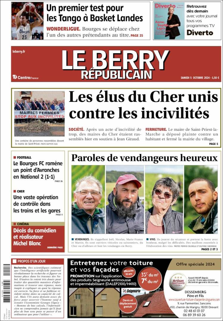 Portada de Berry Republicain (Francia)