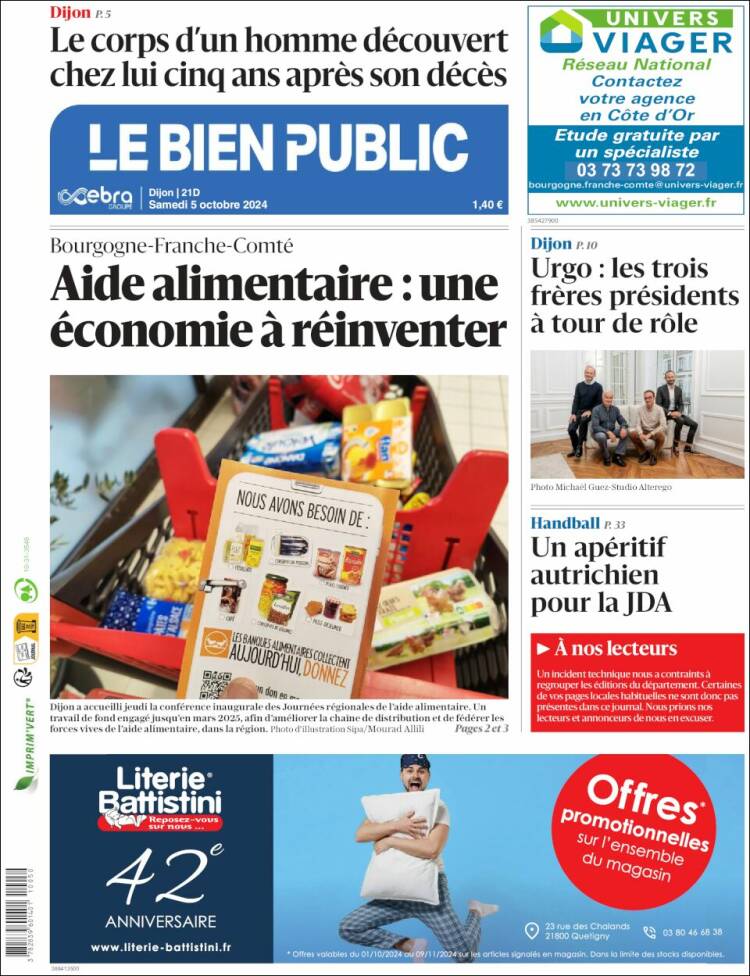 Portada de Le Bien Public (Francia)