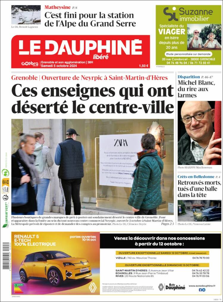 Portada de Le Dauphiné Libéré (Francia)