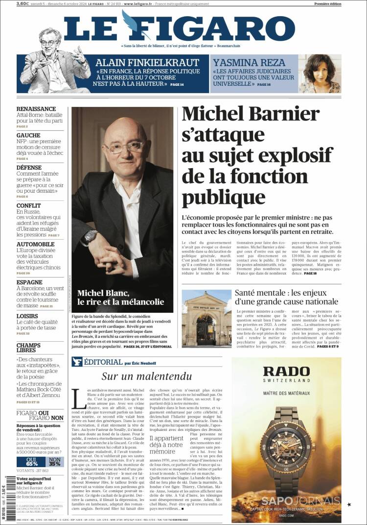 Portada de Le Figaro (Francia)