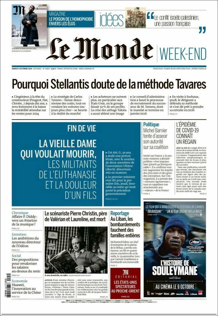 Portada de Le Monde (Francia)