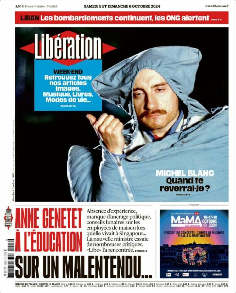 Portada de Libération (Francia)