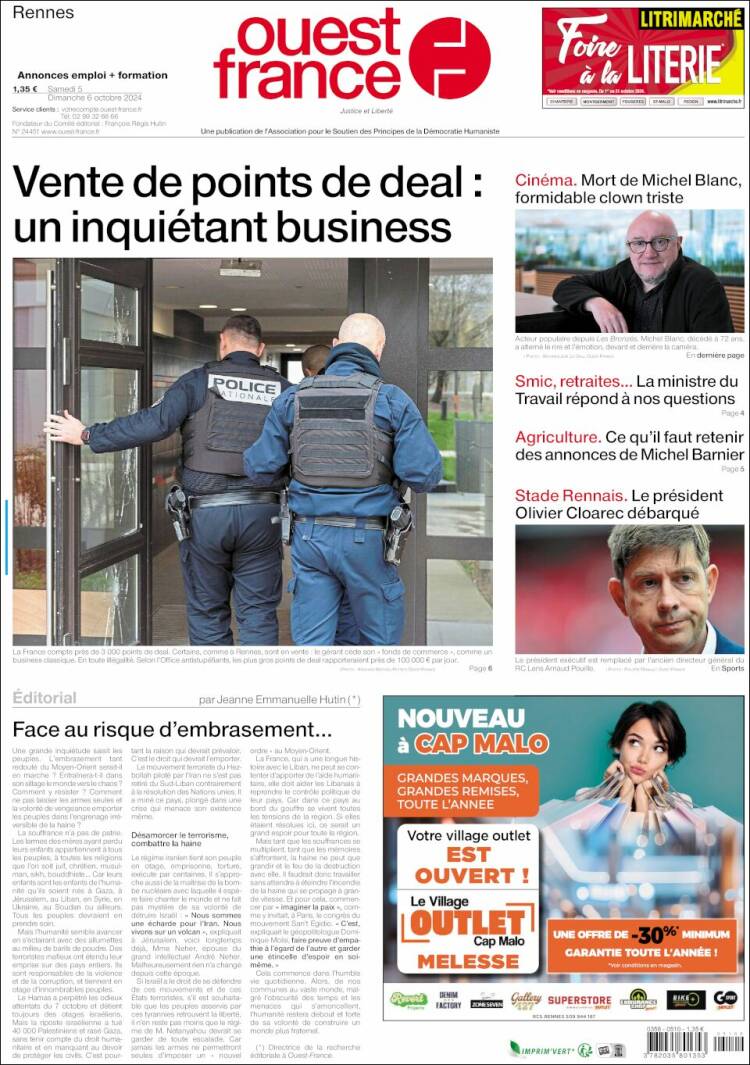 Portada de Ouest France (Francia)