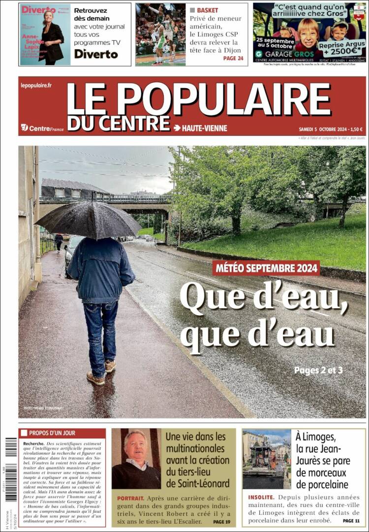 Portada de Le Populaire du Centre (Francia)