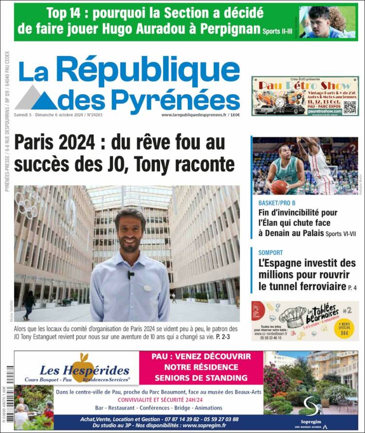 Portada de La République des Pyrénées (Francia)