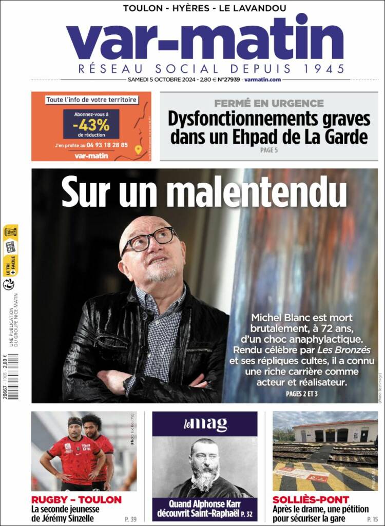 Portada de Var-Matin (Francia)