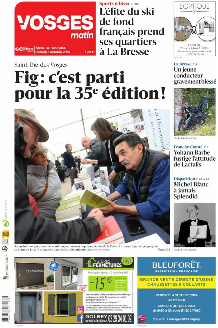 Portada de Vosges Matin (Francia)