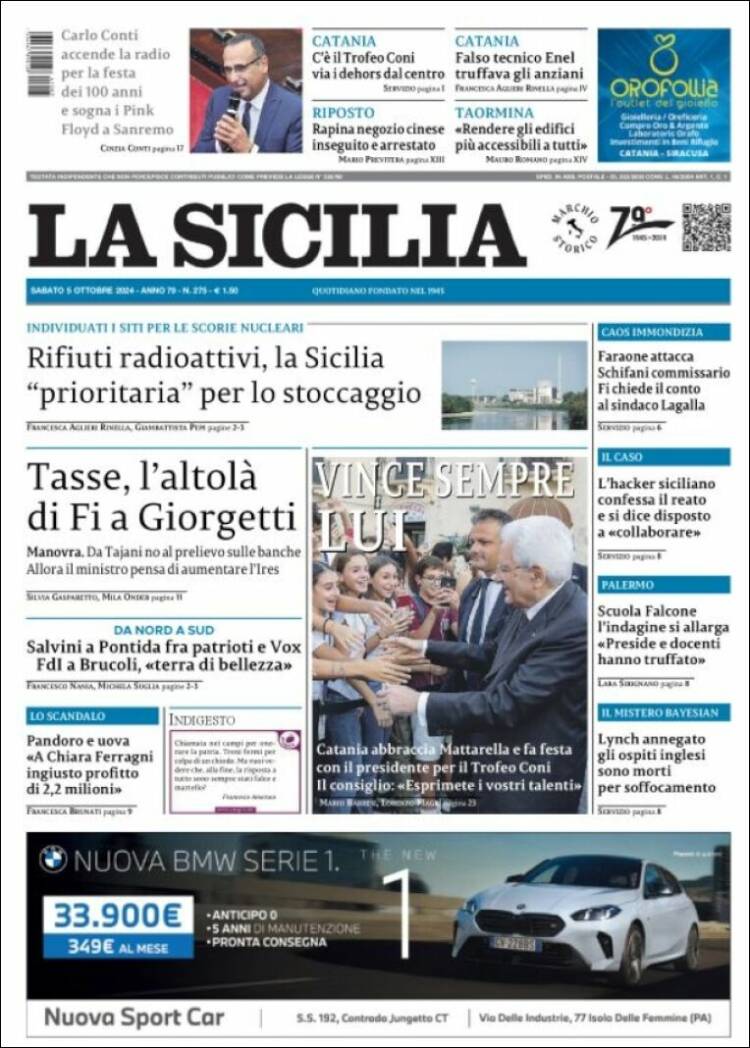 Portada de La Sicilia (Italia)