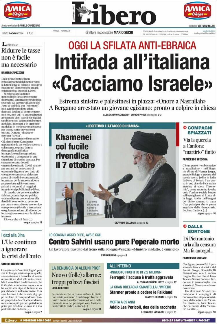Portada de Libero (Italia)