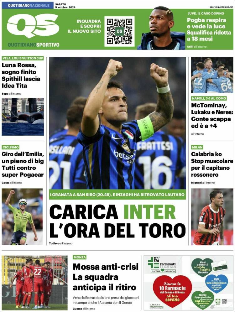 Portada de Quotidiano Sportivo (Italia)