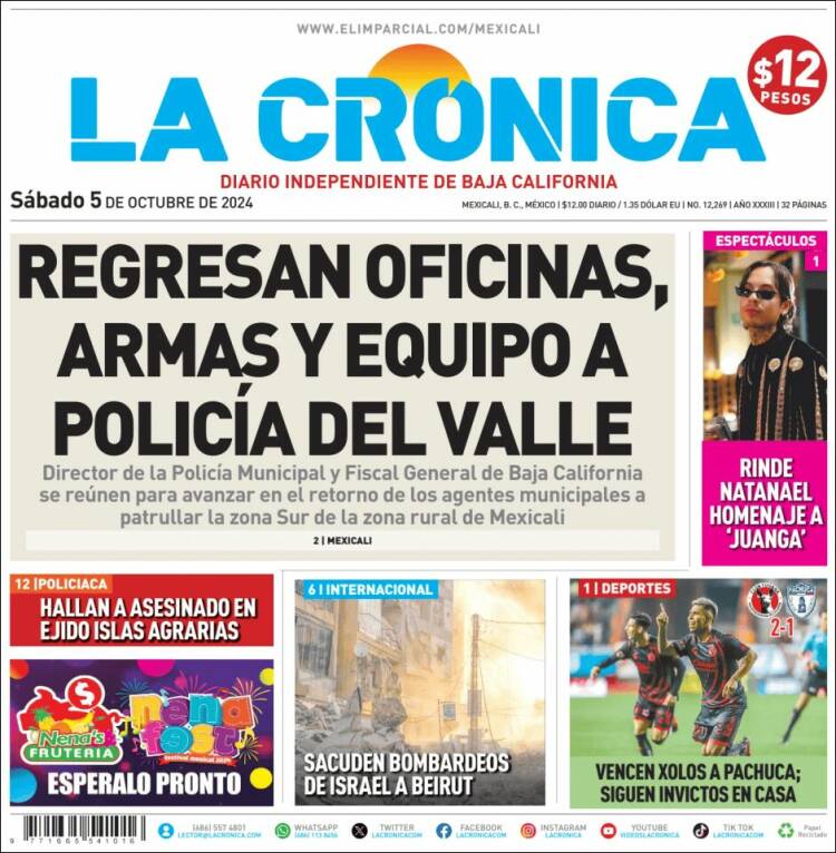 Portada de La Crónica de Baja California (M&eacute;xico)