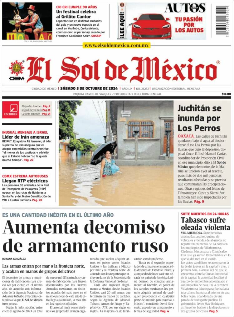 Portada de El Sol de México (M&eacute;xico)