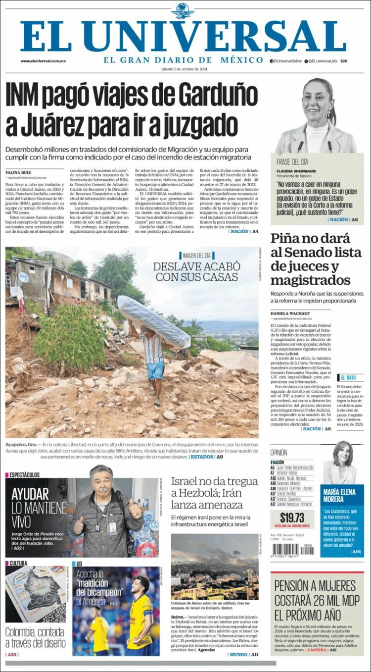 Portada de El Universal (M&eacute;xico)