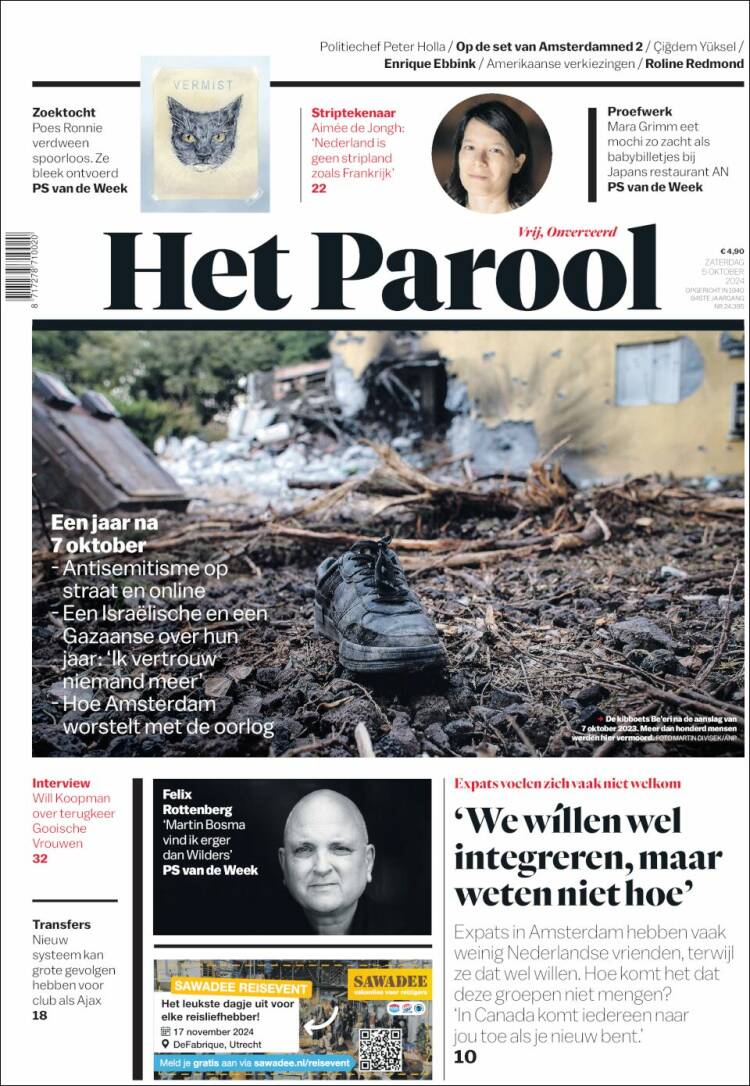 Portada de Het Parool (Pa&iacute;ses Bajos)