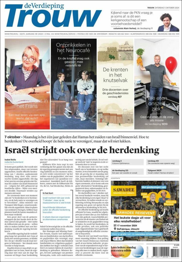 Portada de Trouw (Pa&iacute;ses Bajos)