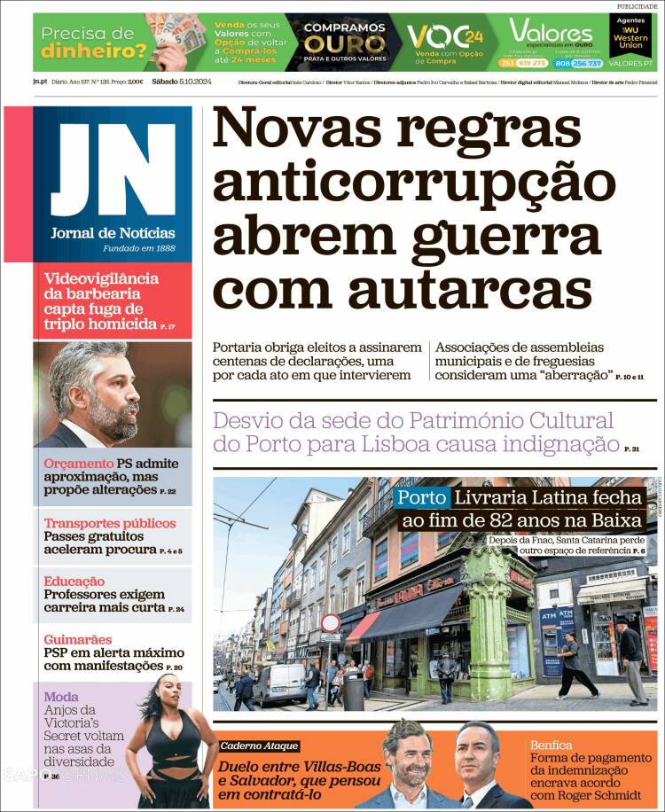 Portada de Jornal de Notícias (Portugal)