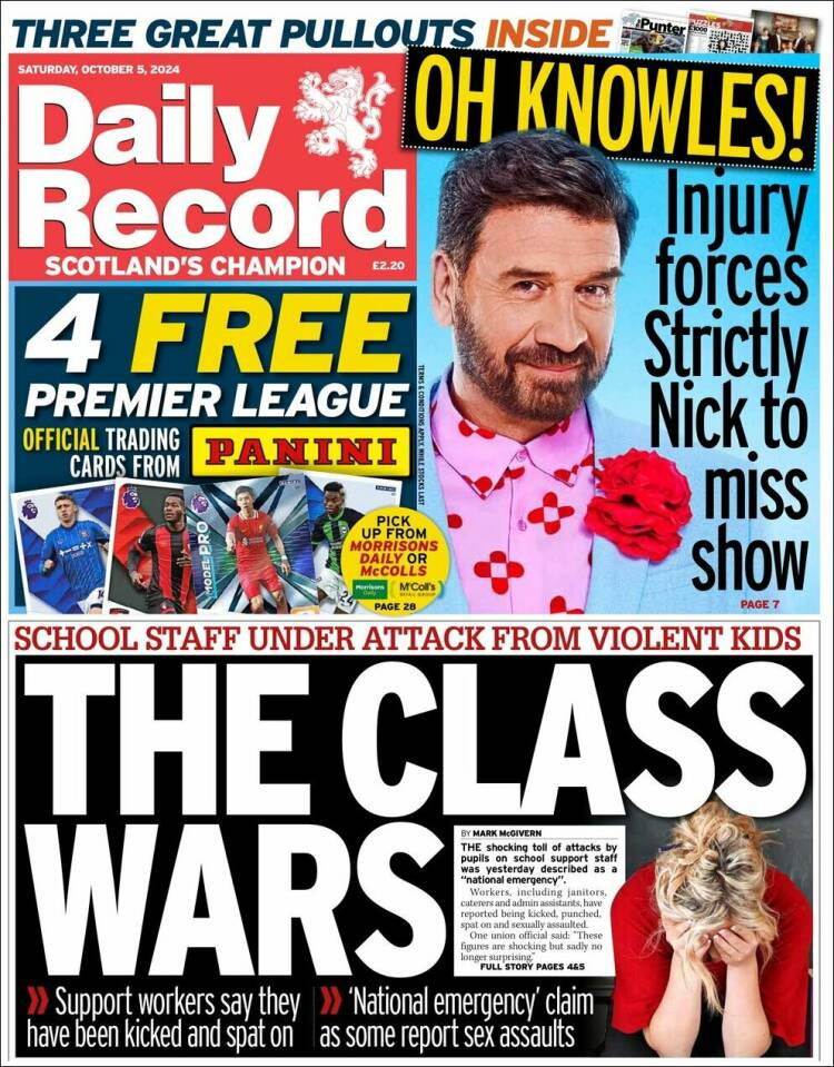 Portada de Daily Record (Reino Unido)