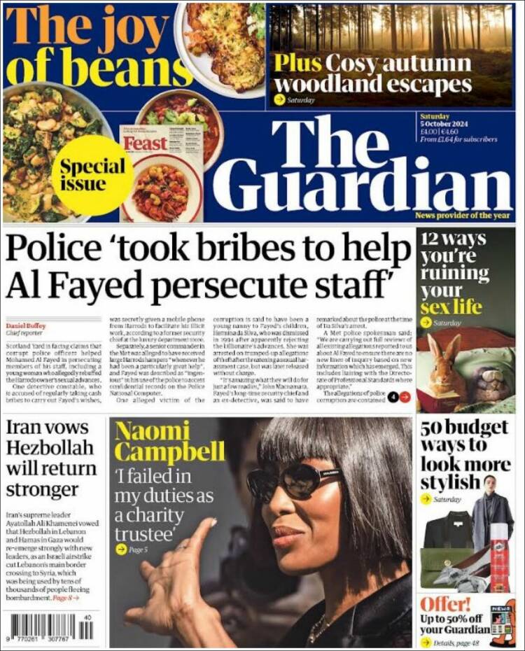Portada de The Guardian (Reino Unido)