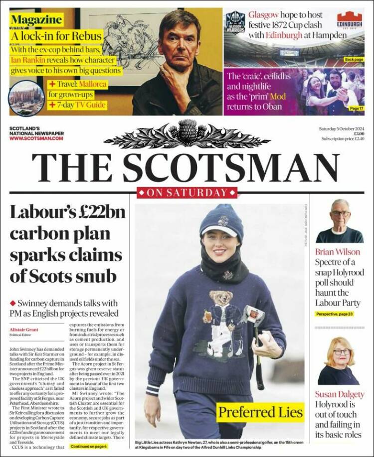 Portada de The Scotsman (Reino Unido)
