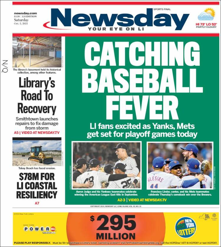 Portada de Newsday (USA)