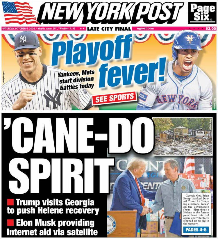 Portada de New York Post (USA)