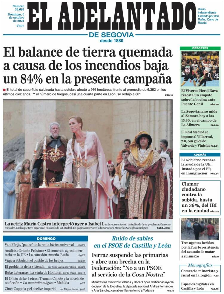 Portada de El Adelantado de Segovia (España)