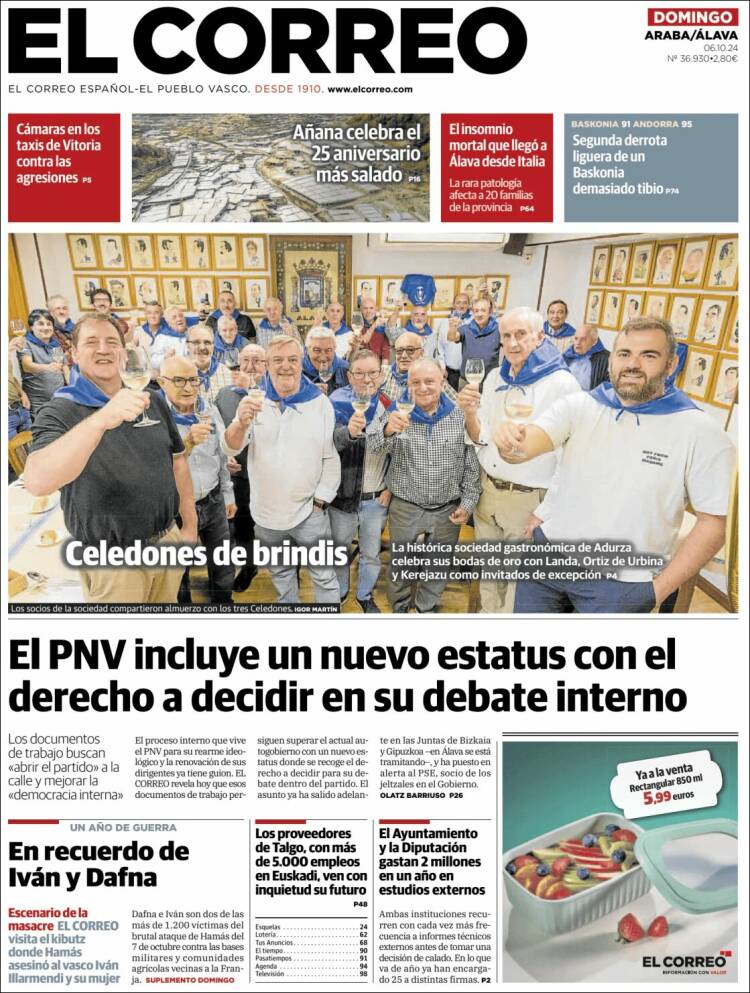 Portada de El Correo - Álava (España)