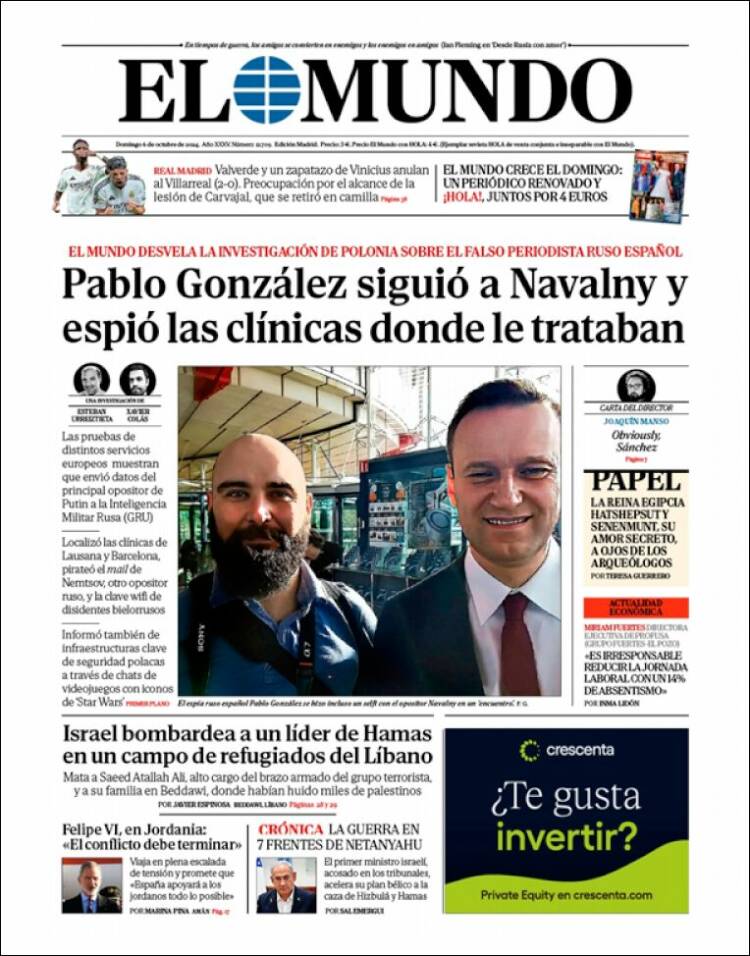 Portada de El Mundo (España)
