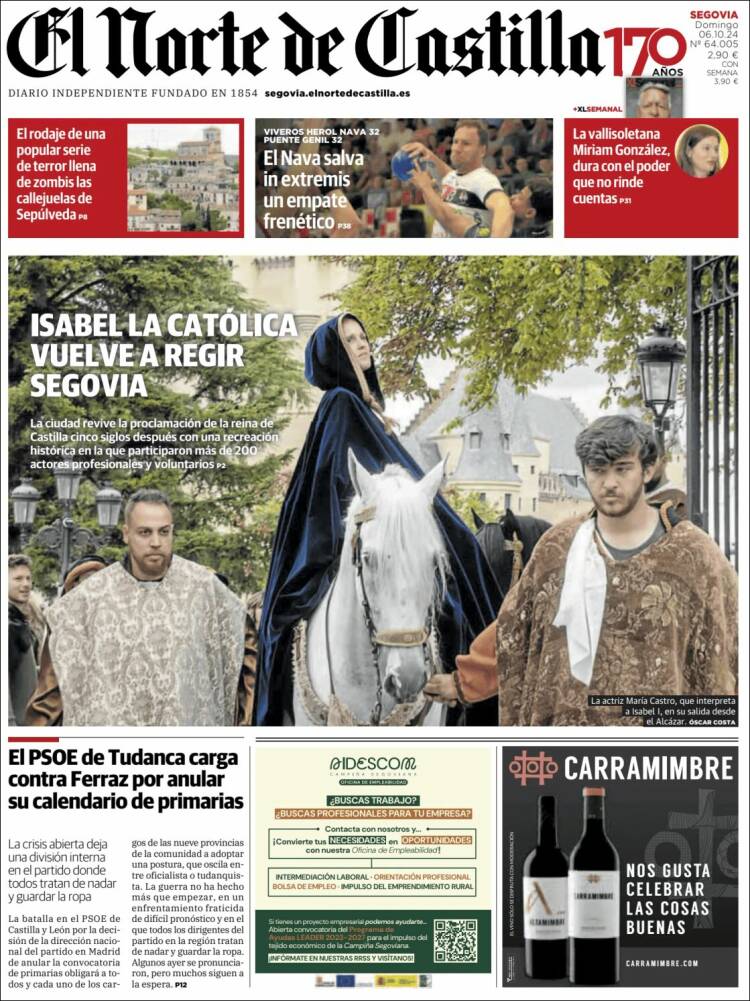 Portada de Norte de Castilla - Segovia (España)