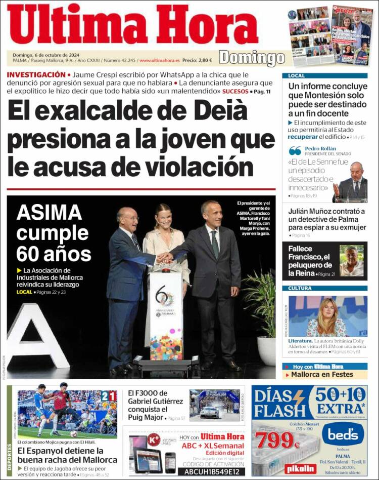 Portada de Última Hora (España)