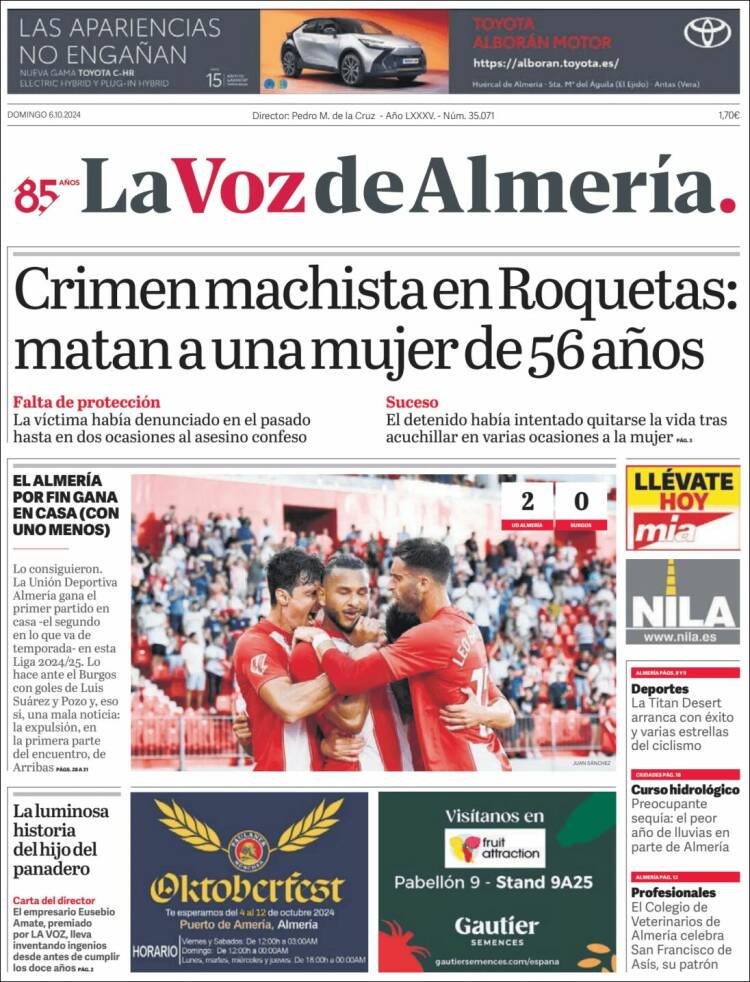 Portada de La Voz de Almería (España)