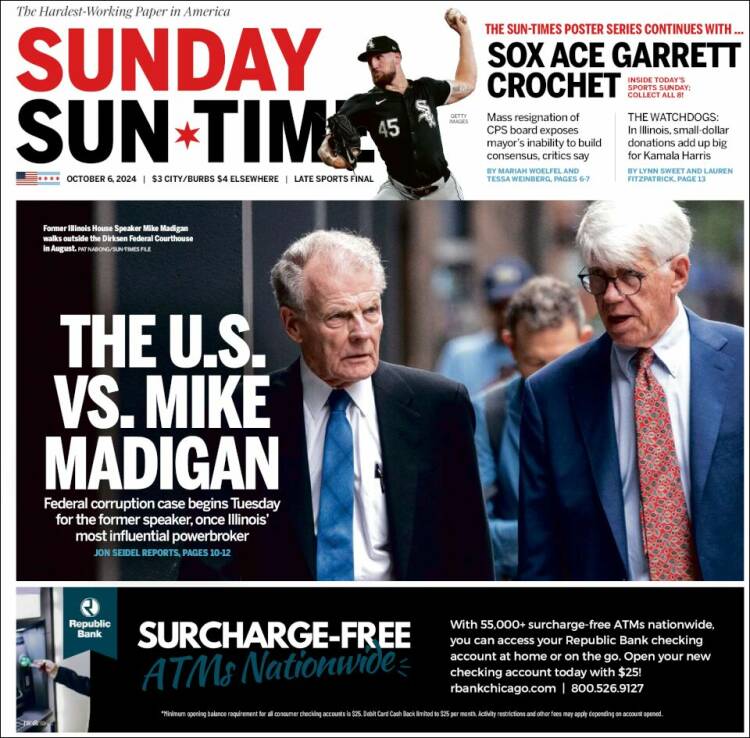 Portada de Chicago Sun-Times (USA)