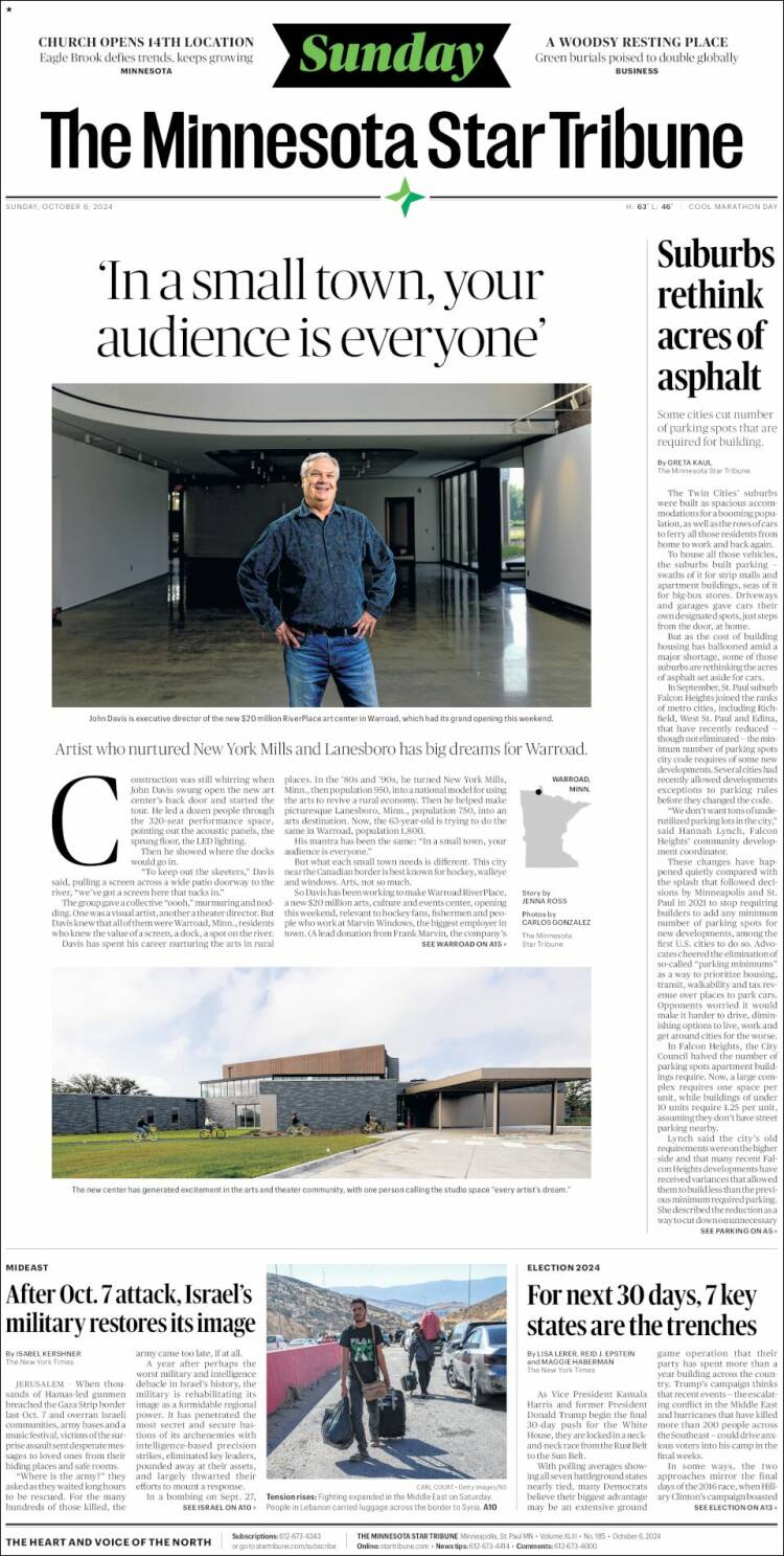 Portada de Star Tribune (USA)