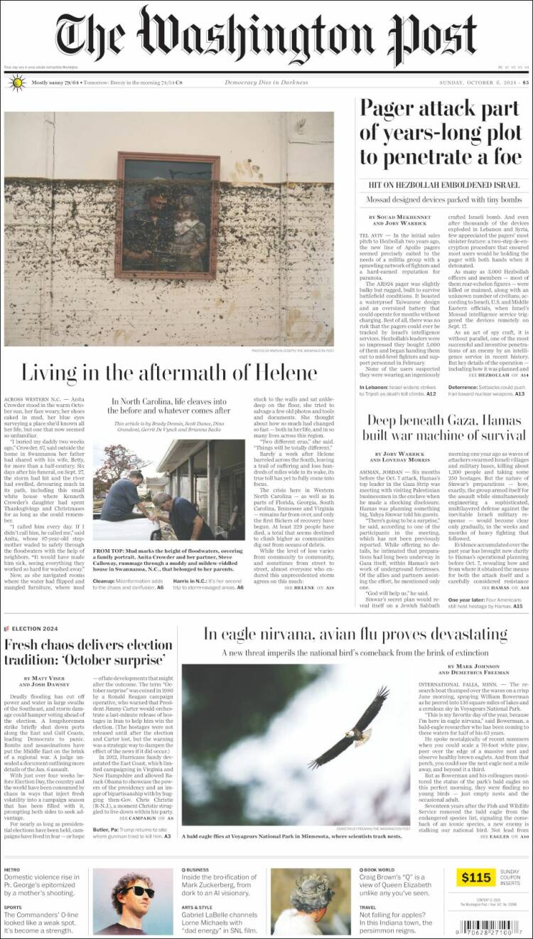 Portada de The Washington Post (USA)