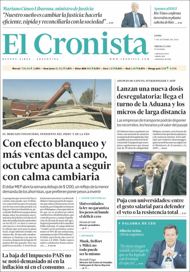 Portada de El Cronista Comercial (Argentina)