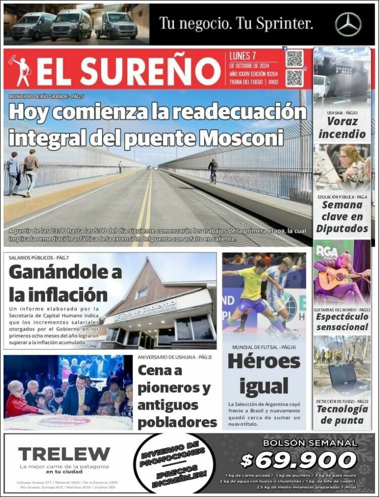 Portada de Diario El Sureño (Argentina)
