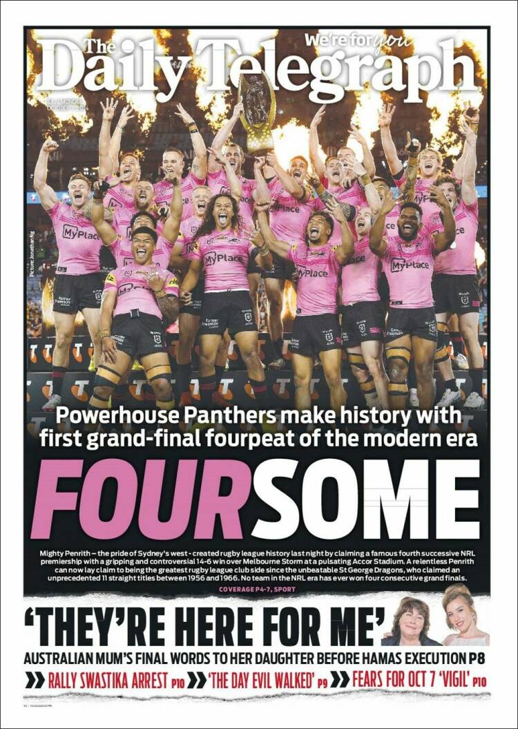 Portada de The Daily Telegraph (Australia)