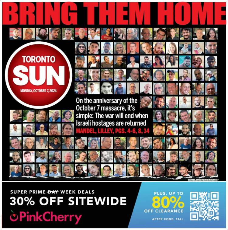 Portada de The Toronto Sun (Canadá)