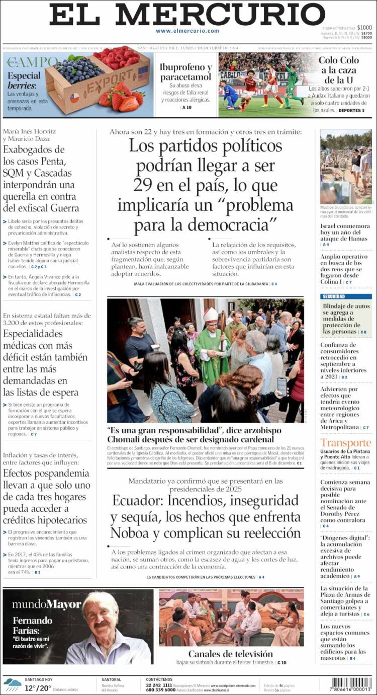 Portada de El Mercurio (Chile)