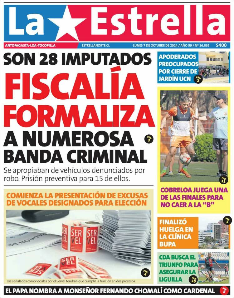 Portada de La Estrella de Tocopilla (Chile)