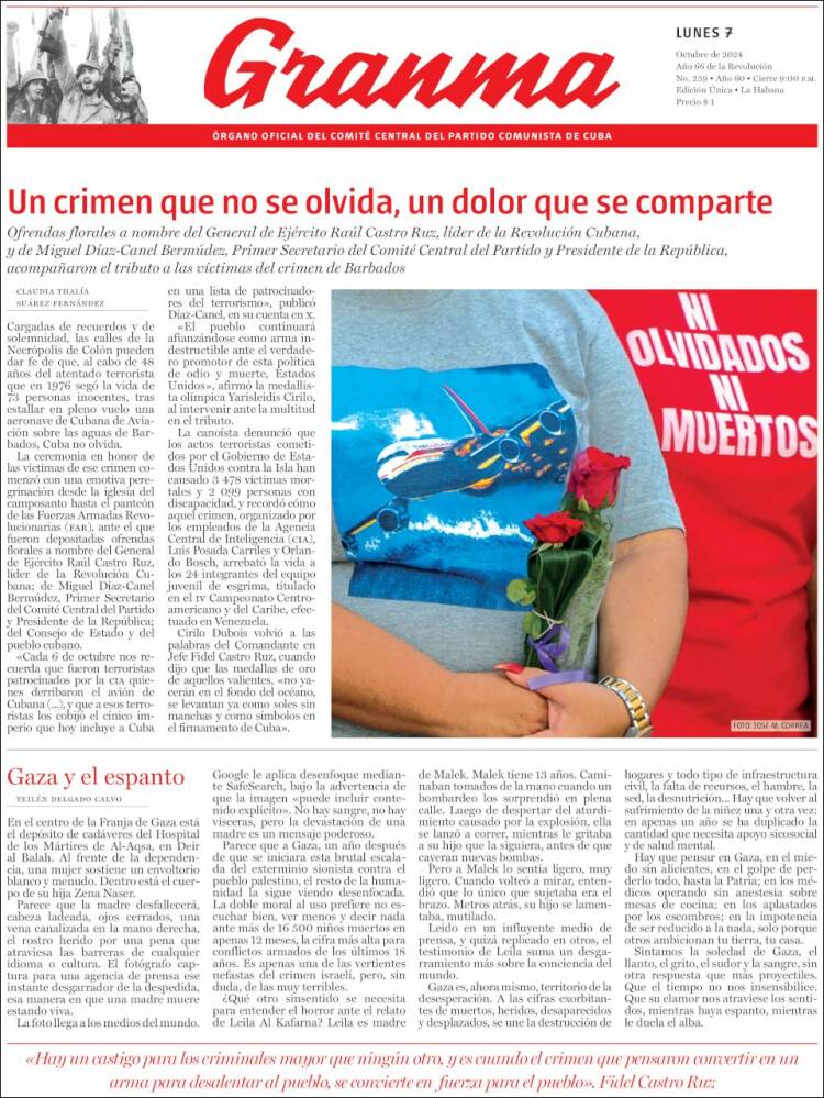 Portada de Granma (Cuba)