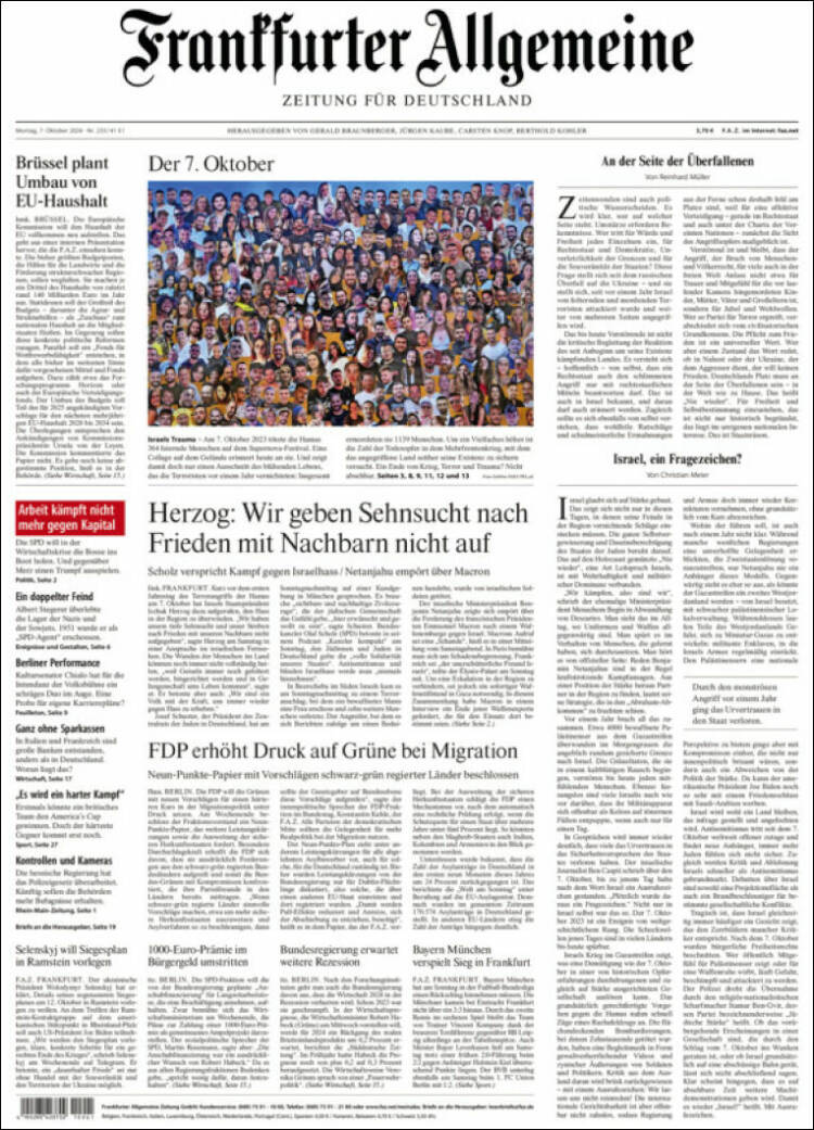 Portada de Frankfurter Allgemeine (Alemania)