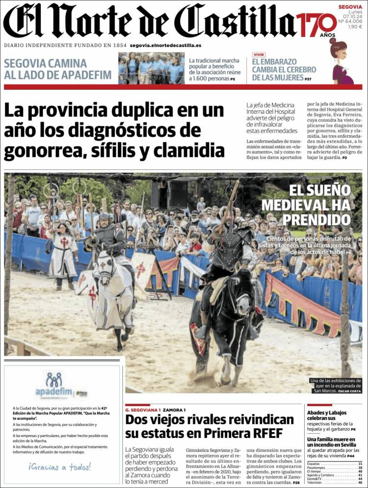 Portada de Norte de Castilla - Segovia (España)