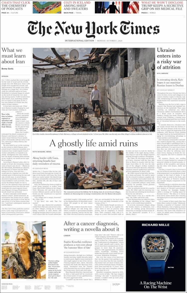 Portada de International New York Times (Europa)