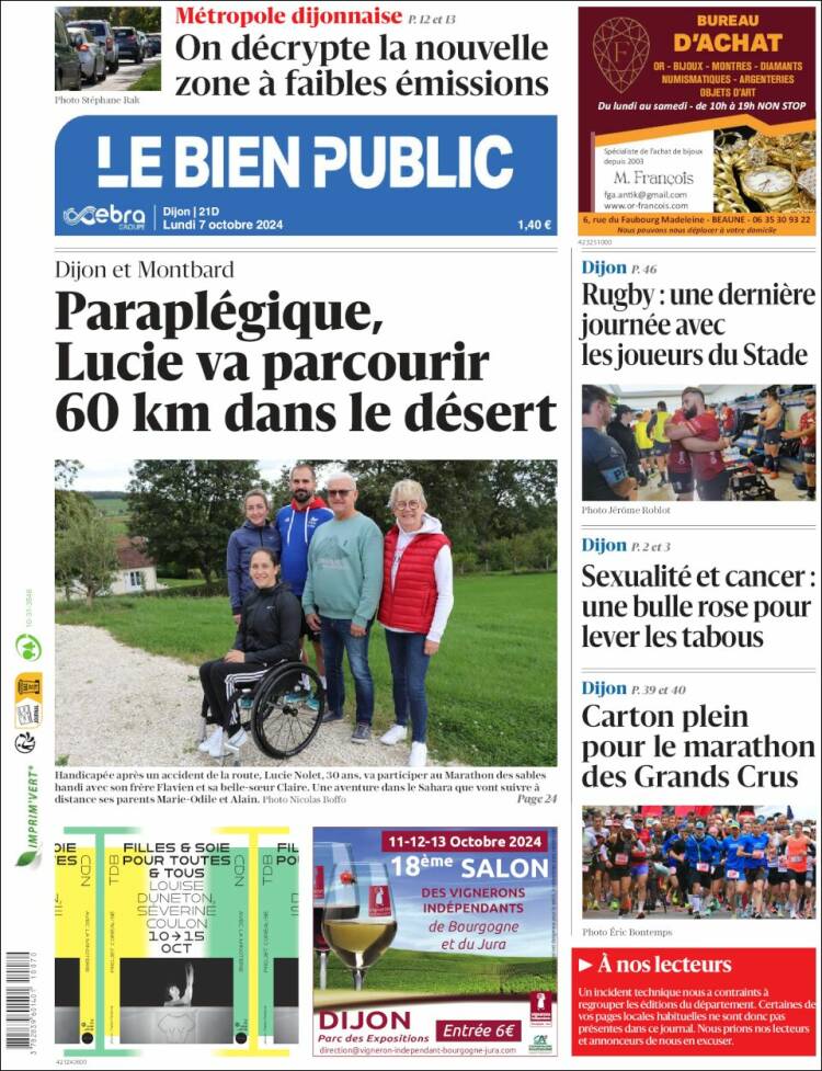 Portada de Le Bien Public (Francia)