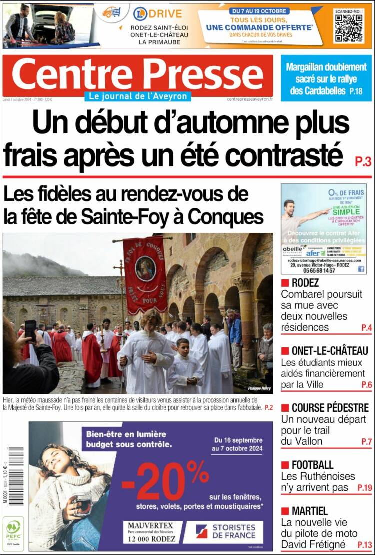 Portada de Centre Presse (Francia)