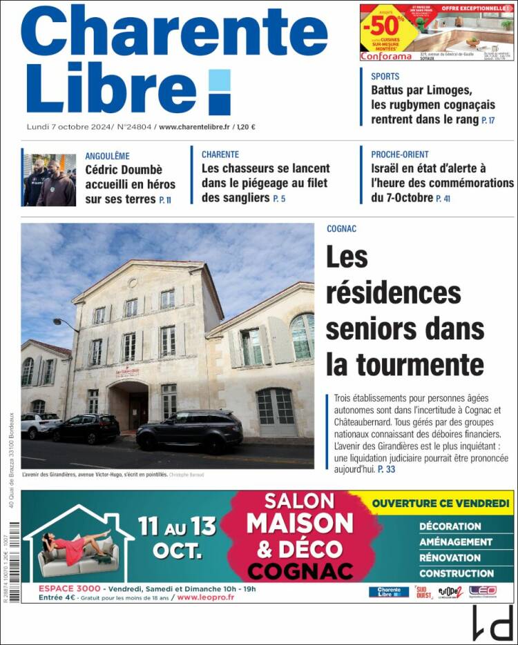 Portada de Charente Libre (Francia)