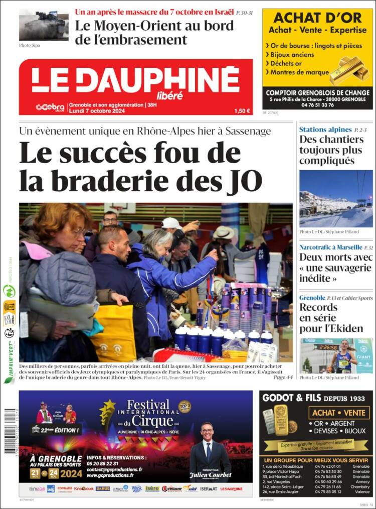 Portada de Le Dauphiné Libéré (Francia)