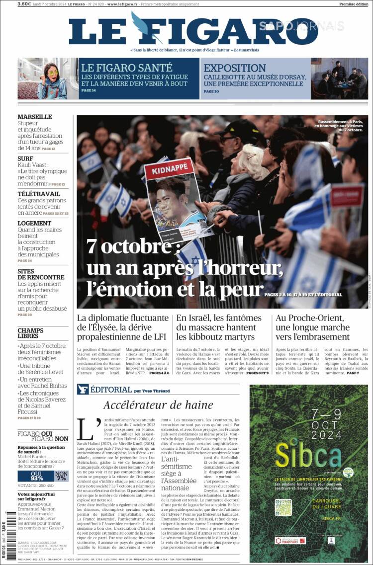 Portada de Le Figaro (Francia)