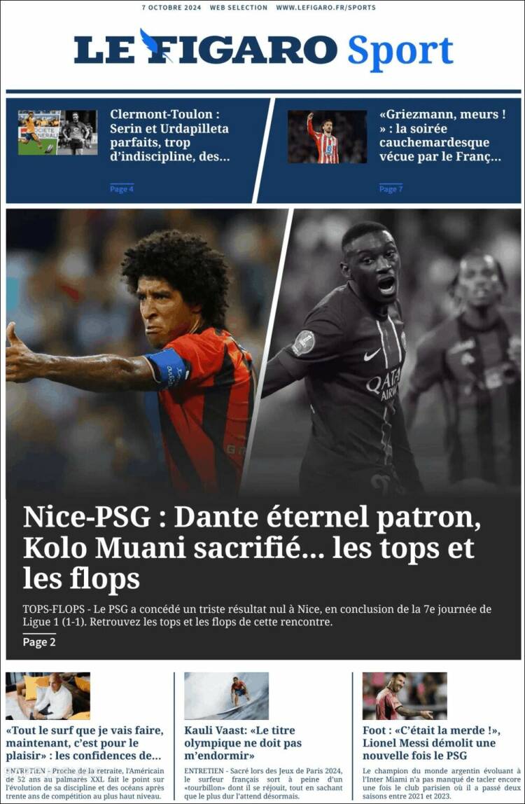 Portada de Le Figaro Sport (Francia)